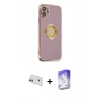 MARSİLYAN™- iPhone 12 Kılıf İz Form Serisi - Siyah Bilvis 5in1 3D Magic Cam Ekran Koruyucu + Rainbow Kamera Lens Koruma Cam - YL