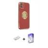 MARSİLYAN™- iPhone 12 Kılıf İz Form Serisi - Siyah Bilvis 5in1 3D Magic Cam Ekran Koruyucu + Sarı Renkli Kamera Lens Koruma Cam