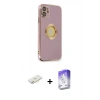 MARSİLYAN™- iPhone 12 Kılıf İz Form Serisi - Siyah Bilvis 5in1 3D Magic Cam Ekran Koruyucu + Sarı Renkli Kamera Lens Koruma Cam