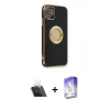 MARSİLYAN™- iPhone 12 Kılıf İz Form Serisi - Siyah Bilvis 5in1 3D Magic Cam Ekran Koruyucu + Kamera Lens Koruma Cam - SF
