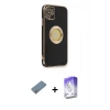 MARSİLYAN™- iPhone 12 Kılıf İz Form Serisi - Siyah Bilvis 5in1 3D Magic Cam Ekran Koruyucu + Shine Kamera Lens Koruma Cam - GS