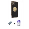 MARSİLYAN™- iPhone 12 Kılıf İz Form Serisi - Siyah Bilvis 5in1 3D Magic Cam Ekran Koruyucu + Shine Kamera Lens Koruma Cam - GI