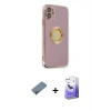 MARSİLYAN™- iPhone 12 Kılıf İz Form Serisi - Siyah Bilvis 5in1 5D Magic Hayalet Cam Ekran Koruyucu + Shine Kamera Lens Koruma Cam - GD