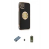 MARSİLYAN™- iPhone 12 Kılıf İz Form Serisi - Siyah Joko Magic 5D Hayalet Cam + Shine Kamera Lens Koruma Cam - GI