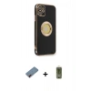 MARSİLYAN™- iPhone 12 Kılıf İz Form Serisi - Siyah Joko Magic 5D Hayalet Cam + Metal Kamera Lens Koruma Cam - KI