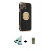 MARSİLYAN™- iPhone 12 Kılıf İz Form Serisi - Siyah Joko Magic 5D Hayalet Cam + Raze Metal Kamera Lens - MI
