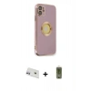 MARSİLYAN™- iPhone 12 Kılıf İz Form Serisi - Siyah Joko Magic 5D Hayalet Cam + Rainbow Kamera Lens Koruma Cam - MR