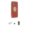 MARSİLYAN™- iPhone 12 Kılıf İz Form Serisi - Siyah Joko Magic 5D Hayalet Cam + Turuncu Renkli Kamera Lens Koruma Cam