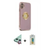 MARSİLYAN™- iPhone 12 Kılıf İz Form Serisi - Siyah Polymer Nano Ekran Koruyucu + Raze Metal Kamera Lens - KI