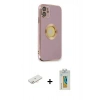 MARSİLYAN™- iPhone 12 Kılıf İz Form Serisi - Siyah Polymer Nano Ekran Koruyucu + Renkli Kamera Lens Koruma Cam - YL