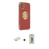 MARSİLYAN™- iPhone 12 Kılıf İz Form Serisi - Siyah Polymer Nano Ekran Koruyucu + Renkli Kamera Lens Koruma Cam - YL