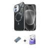 MARSİLYAN™- iPhone 12 Kılıf Kıvılcım Form Prime - Siyah Bilvis 5in1 5D Magic Hayalet Cam Ekran Koruyucu + Shine Kamera Lens Koruma Cam - PE