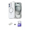 MARSİLYAN™- iPhone 12 Kılıf Kıvılcım Form Prime - Siyah Bilvis 5in1 5D Magic Hayalet Cam Ekran Koruyucu + Renkli Kamera Lens Koruma Cam - SI