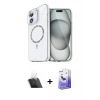 MARSİLYAN™- iPhone 12 Kılıf Kıvılcım Form Prime - Siyah Bilvis 5in1 5D Magic Hayalet Cam Ekran Koruyucu + Kamera Lens Koruma Cam - SF