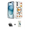 MARSİLYAN™- iPhone 12 Kılıf Kozmos Doku - Şeffaf Pasifik Cam Ekran Koruyucu + Kamera Lens Koruma Cam - SF