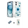 MARSİLYAN™- iPhone 12 Kılıf Kozmos Doku - Şeffaf Pasifik Cam Ekran Koruyucu + Shine Kamera Lens Koruma Cam - MI