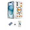 MARSİLYAN™- iPhone 12 Kılıf Kozmos Doku - Şeffaf Pasifik Cam Ekran Koruyucu + Metal Kamera Lens Koruma Cam - MI