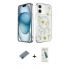 MARSİLYAN™- iPhone 12 Kılıf Kozmos Doku - Şeffaf Pasifik Cam Ekran Koruyucu + Metal Kamera Lens Koruma Cam - MI