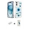 MARSİLYAN™- iPhone 12 Kılıf Kozmos Doku - Şeffaf Pasifik Cam Ekran Koruyucu + Renkli Kamera Lens Koruma Cam - YL