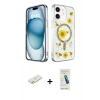 MARSİLYAN™- iPhone 12 Kılıf Kozmos Doku - Şeffaf Pasifik Cam Ekran Koruyucu + Renkli Kamera Lens Koruma Cam - TU