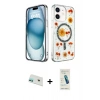 MARSİLYAN™- iPhone 12 Kılıf Kozmos Doku - Şeffaf Pasifik Cam Ekran Koruyucu + Yeşil Rainbow Kamera Lens Koruma Cam