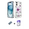 MARSİLYAN™- iPhone 12 Kılıf Kozmos Doku - Siyah Bilvis 5in1 3D Magic Cam Ekran Koruyucu + Metal Kamera Lens Koruma Cam - GD