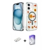MARSİLYAN™- iPhone 12 Kılıf Kozmos Doku - Siyah Bilvis 5in1 3D Magic Cam Ekran Koruyucu + Renkli Kamera Lens Koruma Cam - PE