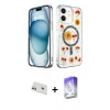 MARSİLYAN™- iPhone 12 Kılıf Kozmos Doku - Siyah Bilvis 5in1 3D Magic Cam Ekran Koruyucu + Rainbow Kamera Lens Koruma Cam - MR