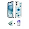 MARSİLYAN™- iPhone 12 Kılıf Kozmos Doku - Siyah Bilvis 5in1 3D Magic Cam Ekran Koruyucu + Raze Metal Kamera Lens - MI