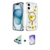 MARSİLYAN™- iPhone 12 Kılıf Kozmos Doku - Siyah Bilvis 5in1 3D Magic Cam Ekran Koruyucu + Raze Metal Kamera Lens - MI