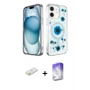 MARSİLYAN™- iPhone 12 Kılıf Kozmos Doku - Siyah Bilvis 5in1 3D Magic Cam Ekran Koruyucu + Turuncu Renkli Kamera Lens Koruma Cam