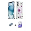 MARSİLYAN™- iPhone 12 Kılıf Kozmos Doku - Siyah Bilvis 5in1 5D Magic Hayalet Cam Ekran Koruyucu + Shine Kamera Lens Koruma Cam - GD