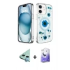 MARSİLYAN™- iPhone 12 Kılıf Kozmos Doku - Siyah Bilvis 5in1 5D Magic Hayalet Cam Ekran Koruyucu + Raze Metal Kamera Lens - MI