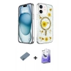MARSİLYAN™- iPhone 12 Kılıf Kozmos Doku - Siyah Bilvis 5in1 5D Magic Hayalet Cam Ekran Koruyucu + Shine Kamera Lens Koruma Cam - MI