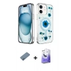 MARSİLYAN™- iPhone 12 Kılıf Kozmos Doku - Siyah Bilvis 5in1 5D Magic Hayalet Cam Ekran Koruyucu + Shine Kamera Lens Koruma Cam - MI