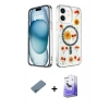 MARSİLYAN™- iPhone 12 Kılıf Kozmos Doku - Siyah Bilvis 5in1 5D Magic Hayalet Cam Ekran Koruyucu + Shine Kamera Lens Koruma Cam - MI