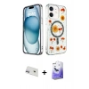 MARSİLYAN™- iPhone 12 Kılıf Kozmos Doku - Siyah Bilvis 5in1 5D Magic Hayalet Cam Ekran Koruyucu + Rainbow Kamera Lens Koruma Cam - MR