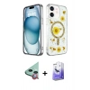 MARSİLYAN™- iPhone 12 Kılıf Kozmos Doku - Siyah Bilvis 5in1 5D Magic Hayalet Cam Ekran Koruyucu + Raze Metal Kamera Lens - KI