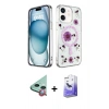 MARSİLYAN™- iPhone 12 Kılıf Kozmos Doku - Siyah Bilvis 5in1 5D Magic Hayalet Cam Ekran Koruyucu + Raze Metal Kamera Lens - KI
