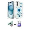 MARSİLYAN™- iPhone 12 Kılıf Kozmos Doku - Siyah Bilvis 5in1 5D Magic Hayalet Cam Ekran Koruyucu + Raze Metal Kamera Lens - KI