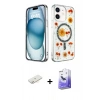 MARSİLYAN™- iPhone 12 Kılıf Kozmos Doku - Siyah Bilvis 5in1 5D Magic Hayalet Cam Ekran Koruyucu + Renkli Kamera Lens Koruma Cam - SI