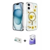 MARSİLYAN™- iPhone 12 Kılıf Kozmos Doku - Siyah Bilvis 5in1 5D Magic Hayalet Cam Ekran Koruyucu + Rainbow Kamera Lens Koruma Cam - YL