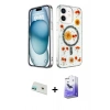 MARSİLYAN™- iPhone 12 Kılıf Kozmos Doku - Siyah Bilvis 5in1 5D Magic Hayalet Cam Ekran Koruyucu + Rainbow Kamera Lens Koruma Cam - YL
