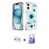 MARSİLYAN™- iPhone 12 Kılıf Kozmos Doku - Siyah Bilvis 5in1 5D Magic Hayalet Cam Ekran Koruyucu + Rainbow Kamera Lens Koruma Cam - YL