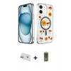 MARSİLYAN™- iPhone 12 Kılıf Kozmos Doku - Siyah Joko Magic 5D Hayalet Cam + Rainbow Kamera Lens Koruma Cam - YL