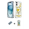 MARSİLYAN™- iPhone 12 Kılıf Kozmos Doku - Siyah Polymer Nano Ekran Koruyucu + Metal Kamera Lens Koruma Cam - GD