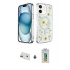 MARSİLYAN™- iPhone 12 Kılıf Kozmos Doku - Siyah Polymer Nano Ekran Koruyucu + Rainbow Kamera Lens Koruma Cam - MR
