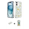 MARSİLYAN™- iPhone 12 Kılıf Kozmos Doku - Siyah Polymer Nano Ekran Koruyucu + Renkli Kamera Lens Koruma Cam - TU