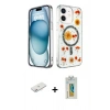 MARSİLYAN™- iPhone 12 Kılıf Kozmos Doku - Siyah Polymer Nano Ekran Koruyucu + Renkli Kamera Lens Koruma Cam - PE