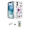 MARSİLYAN™- iPhone 12 Kılıf Kozmos Doku - Siyah Polymer Nano Ekran Koruyucu + Renkli Kamera Lens Koruma Cam - TU